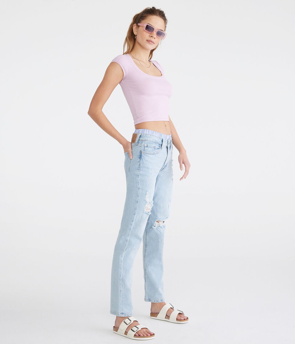 Aéropostale Mid-Rise Vintage Straight Jean Light Wash