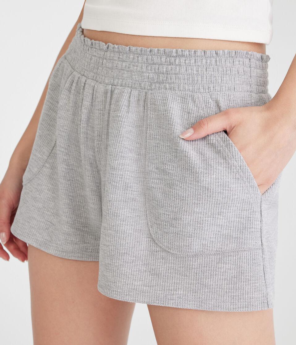 Aéropostale Mid-Rise Waffle Shorts Light Heather Grey