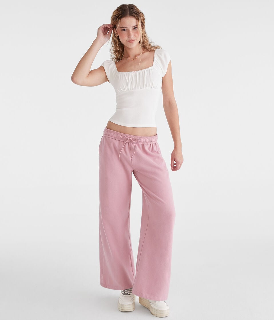 Aéropostale Mid-Rise Wide Leg Sweatpants Hazy Lilac
