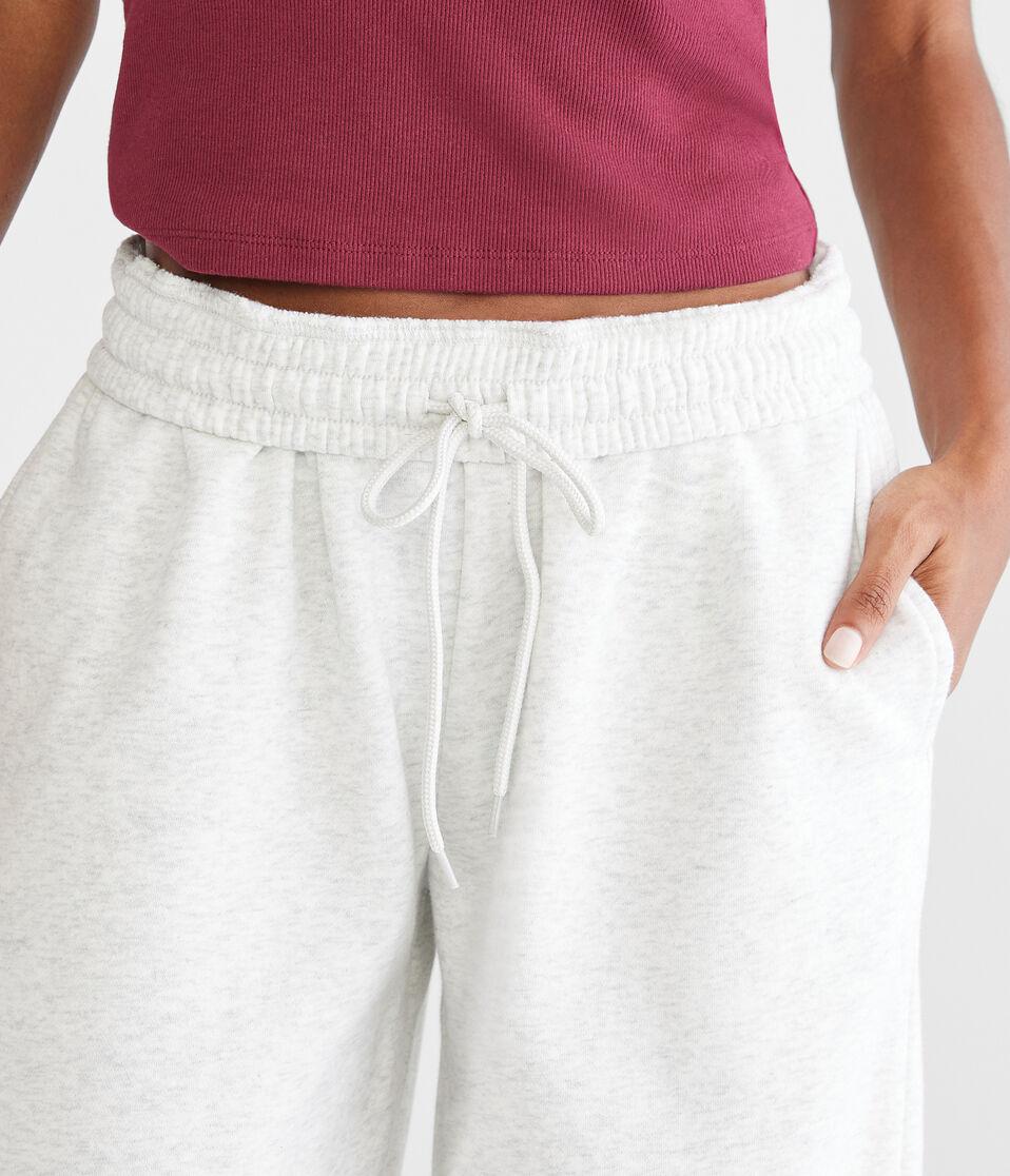 Aéropostale Mid-Rise Wide Leg Sweatpants Lightest Heather Grey
