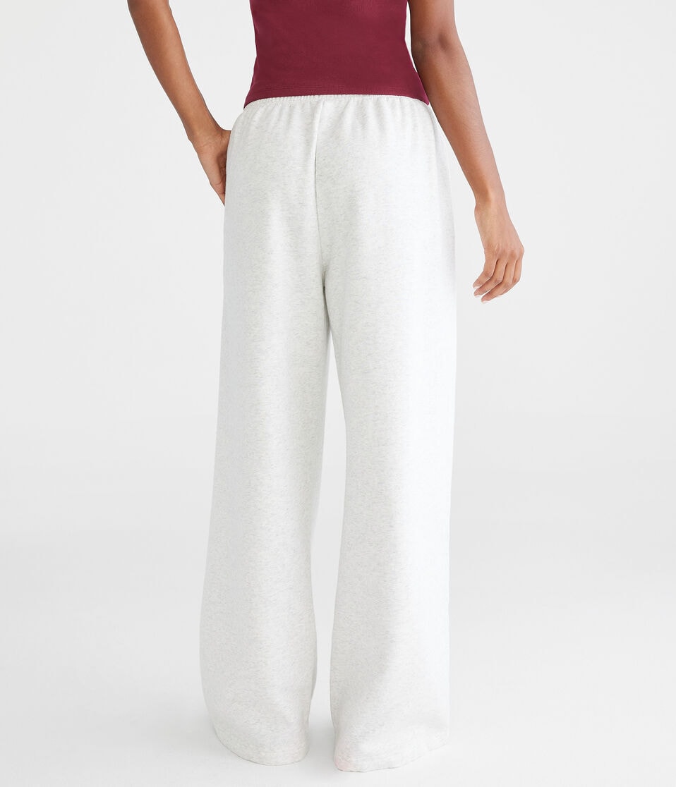 Aéropostale Mid-Rise Wide Leg Sweatpants Lightest Heather Grey