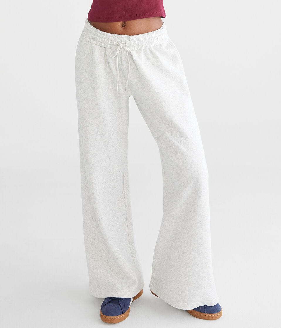 aéropostale Mid-Rise Wide Leg Sweatpants lightest heather grey