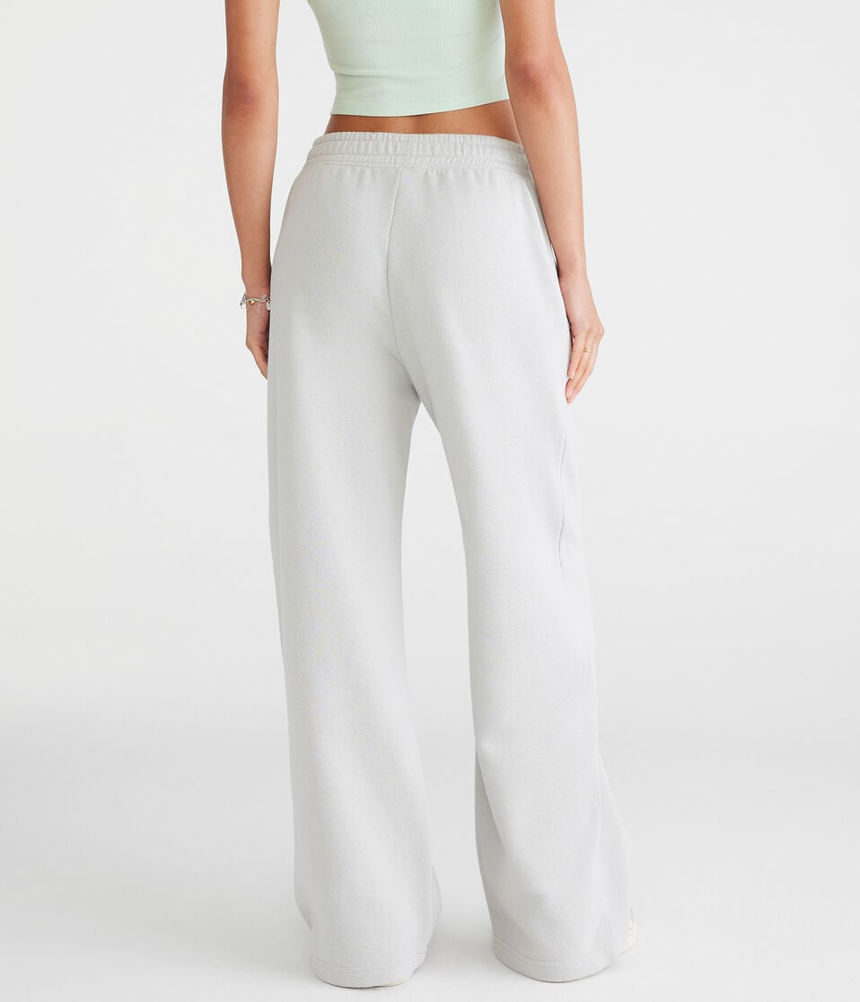 Aéropostale Mid-Rise Wide Leg Sweatpants Morning Grey