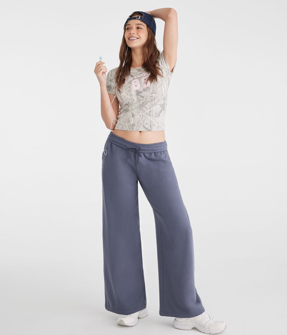 Aéropostale Mid-Rise Wide Leg Sweatpants Nightshadow Blue