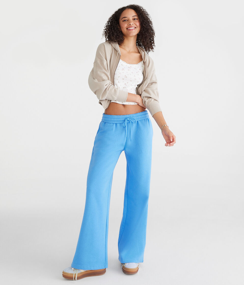 Aéropostale Mid-Rise Wide Leg Sweatpants Princess Blue