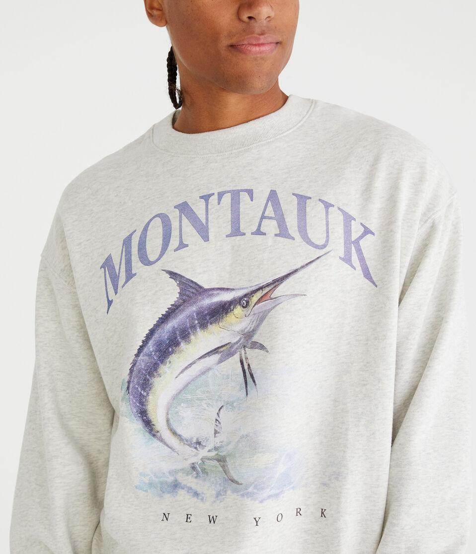 Aéropostale Montauk New York Crew Sweatshirt Lightest Heather Grey