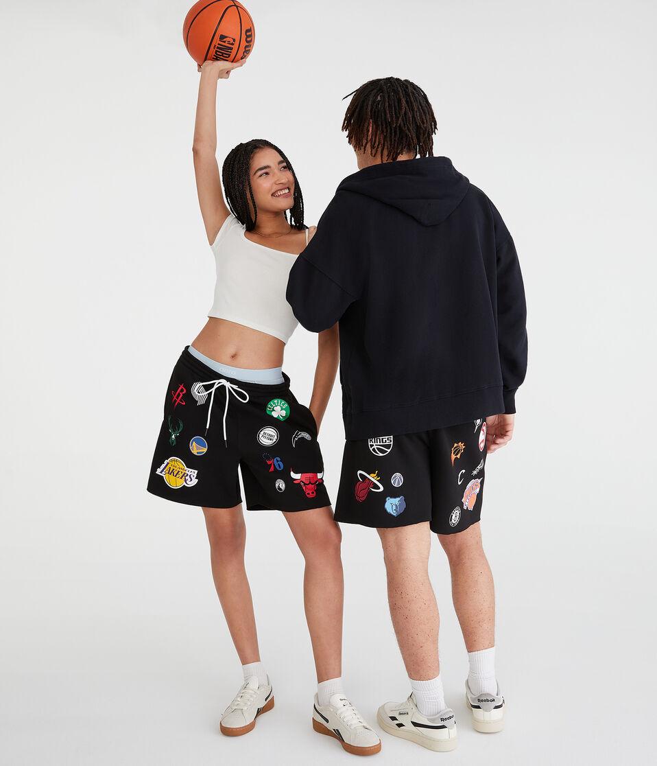Aéropostale NBA Team Logos Fleece Shorts 6" Black Fox