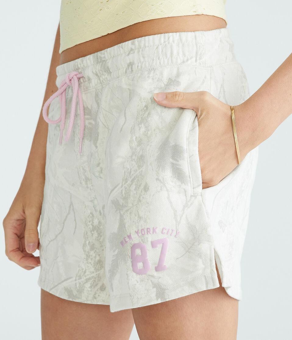 Aéropostale New York 87 Forest Camo High-Rise Fleece Slouchy Shorts Cream
