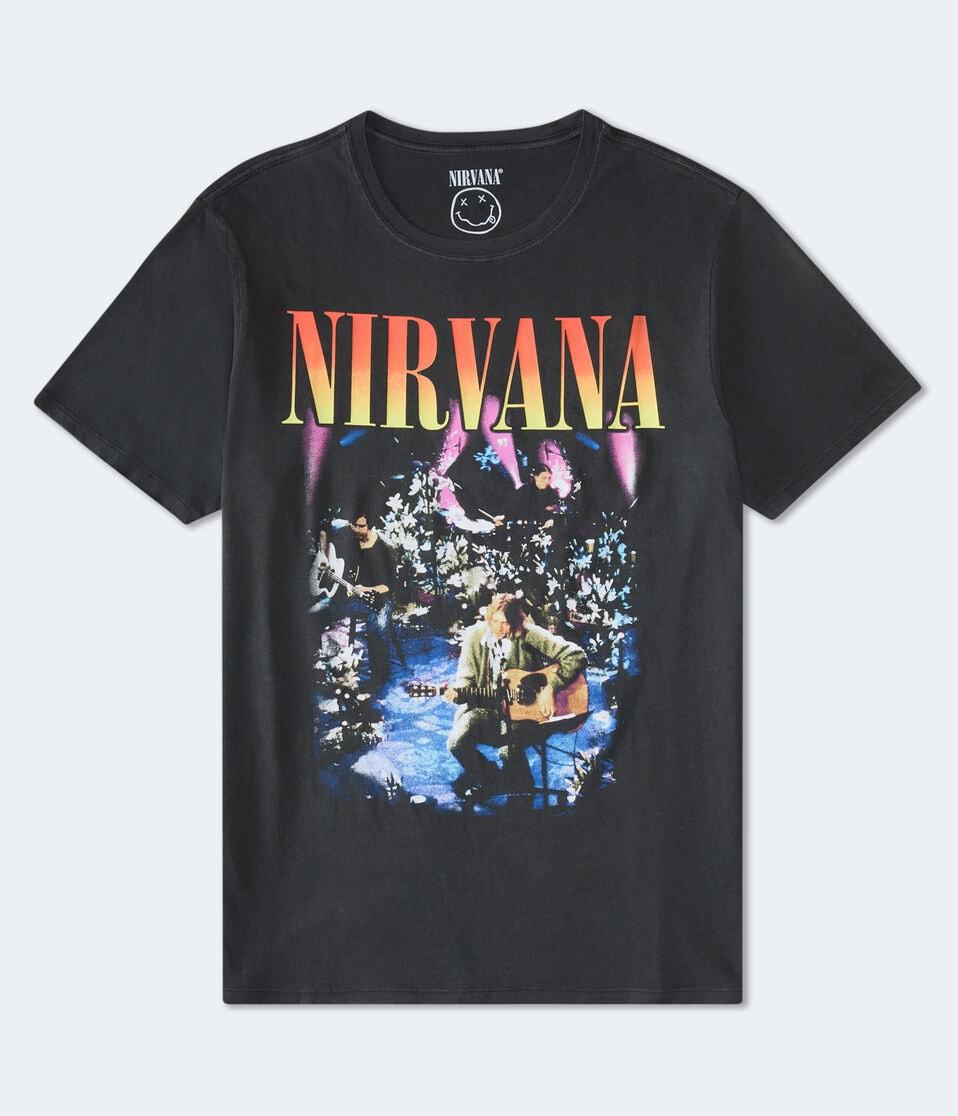 aéropostale Nirvana Unplugged Relaxed Graphic Tee black fox