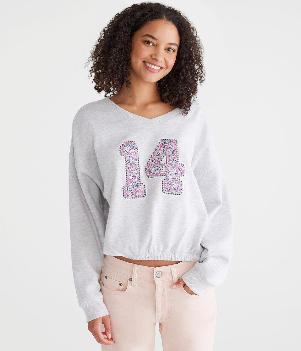aéropostale Number 14 V-Neck Sweatshirt lightest heather grey