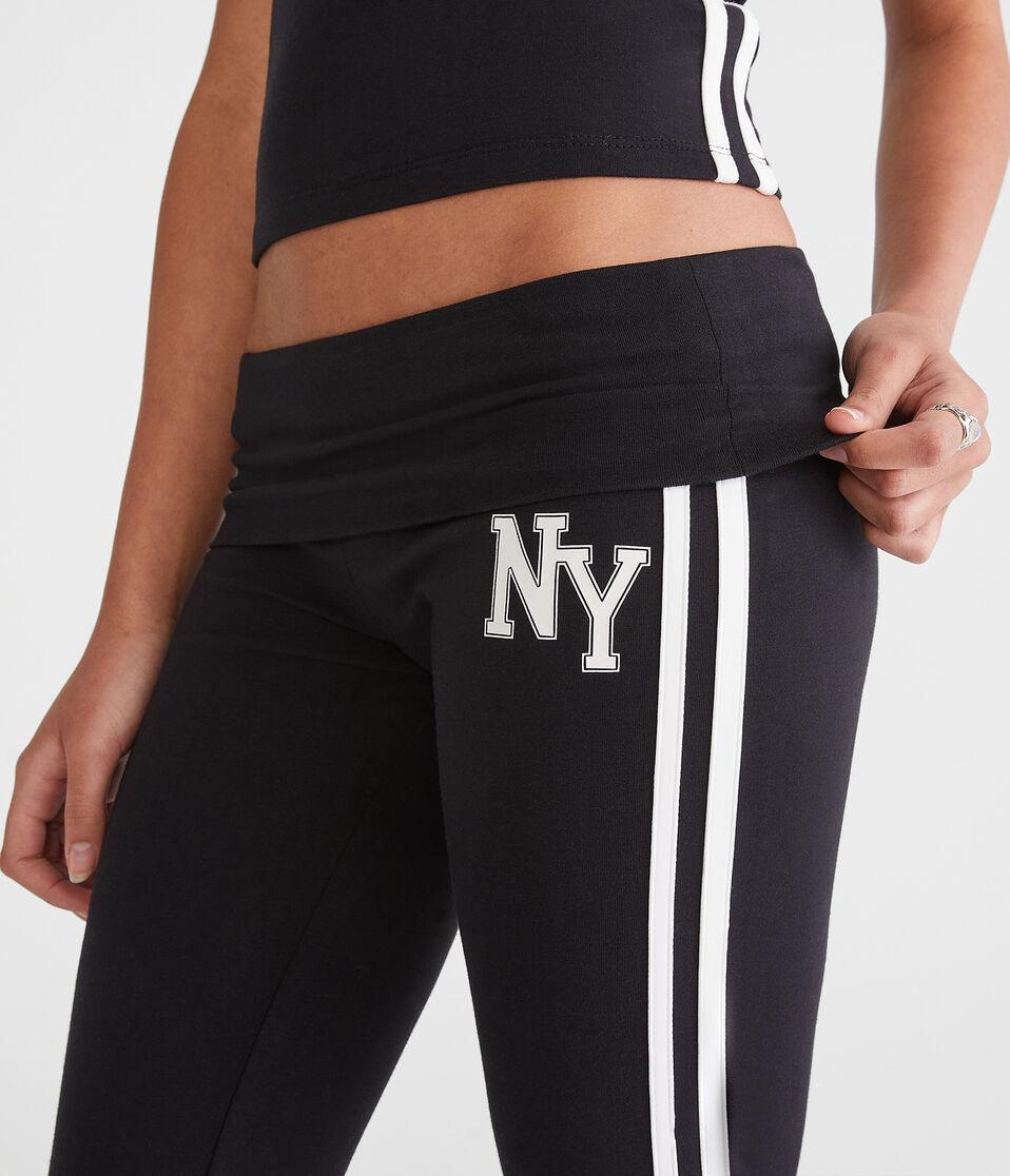 Aéropostale NY Mid-Rise Fold-Over Flare Leg Pants Black Fox