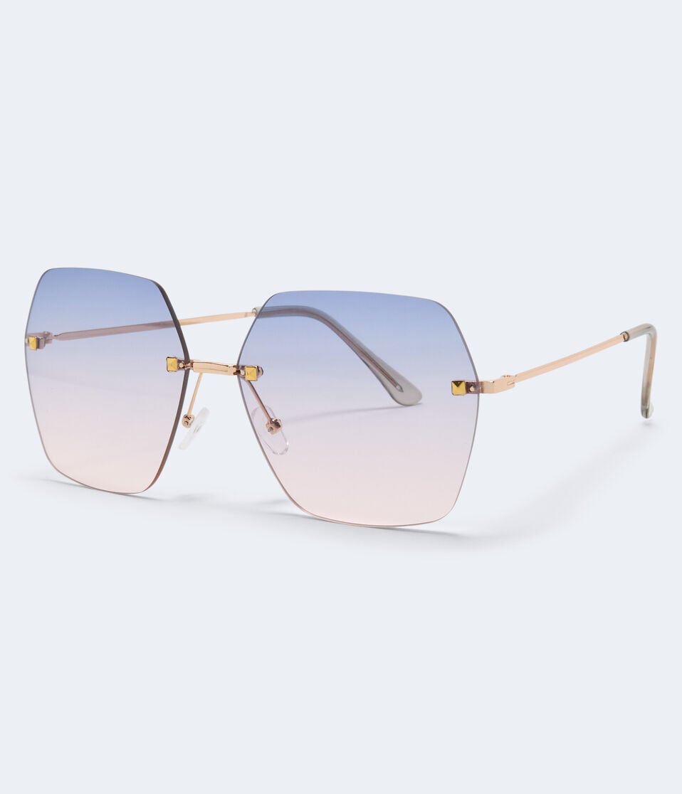 Aéropostale Ombré Frameless Geometric Sunglasses Blue