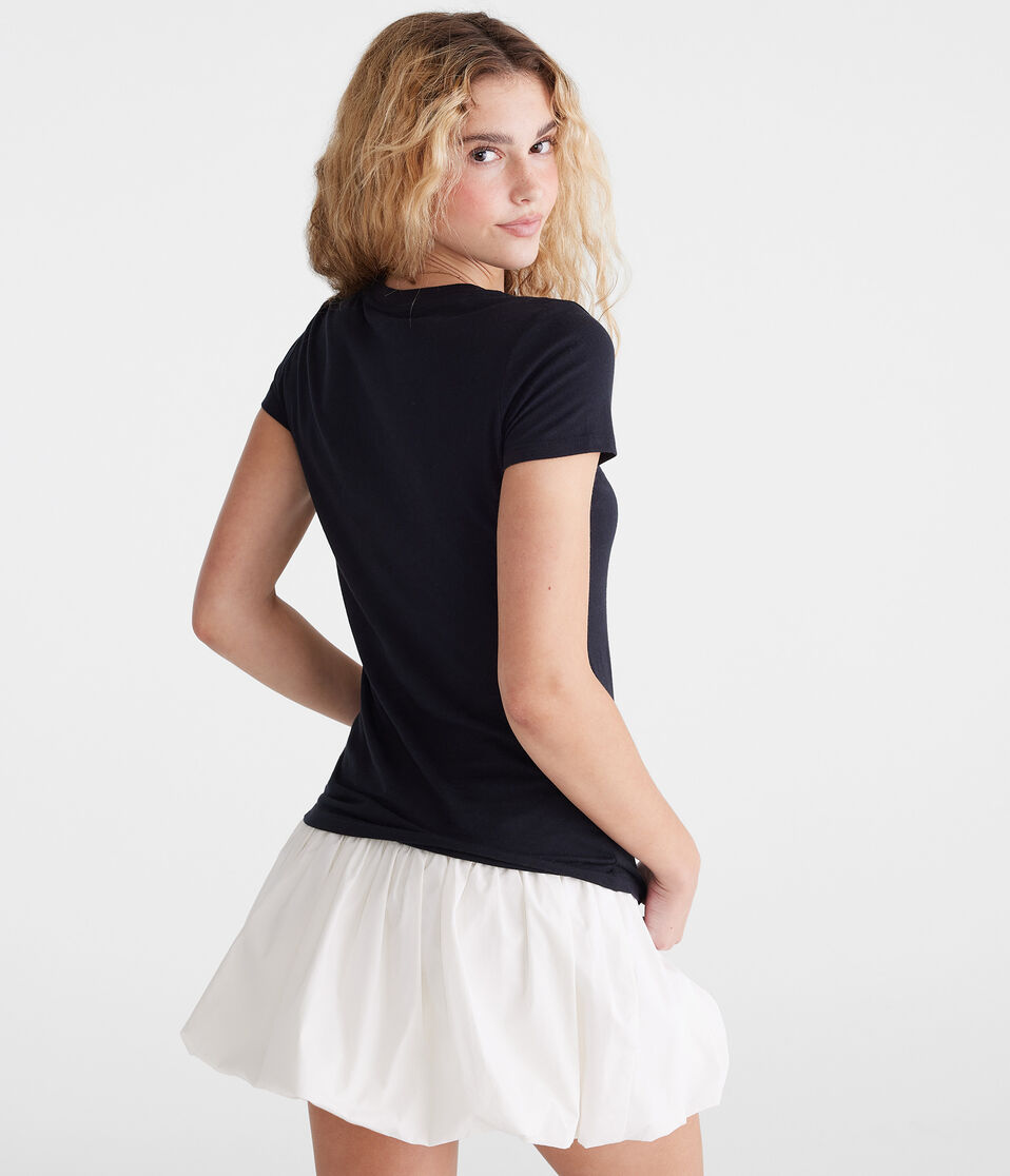 Aéropostale Paris Bow Appliqué Graphic Tee Black Fox