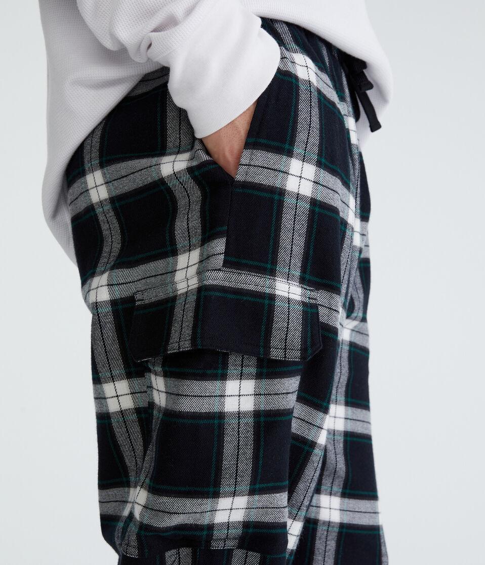 Aéropostale Plaid Flannel Cargo Sleep Pants Black Fox