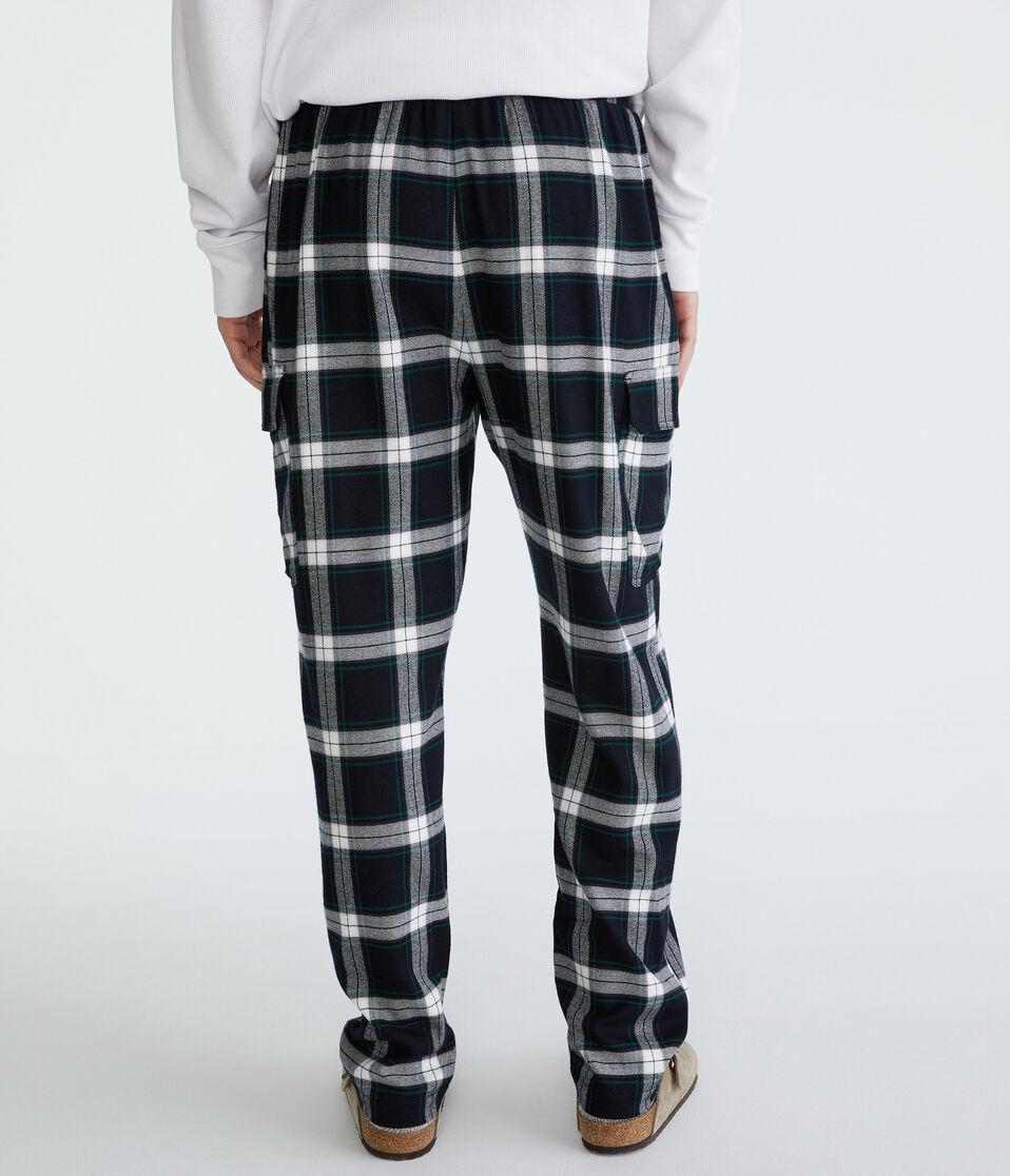 Aéropostale Plaid Flannel Cargo Sleep Pants Black Fox