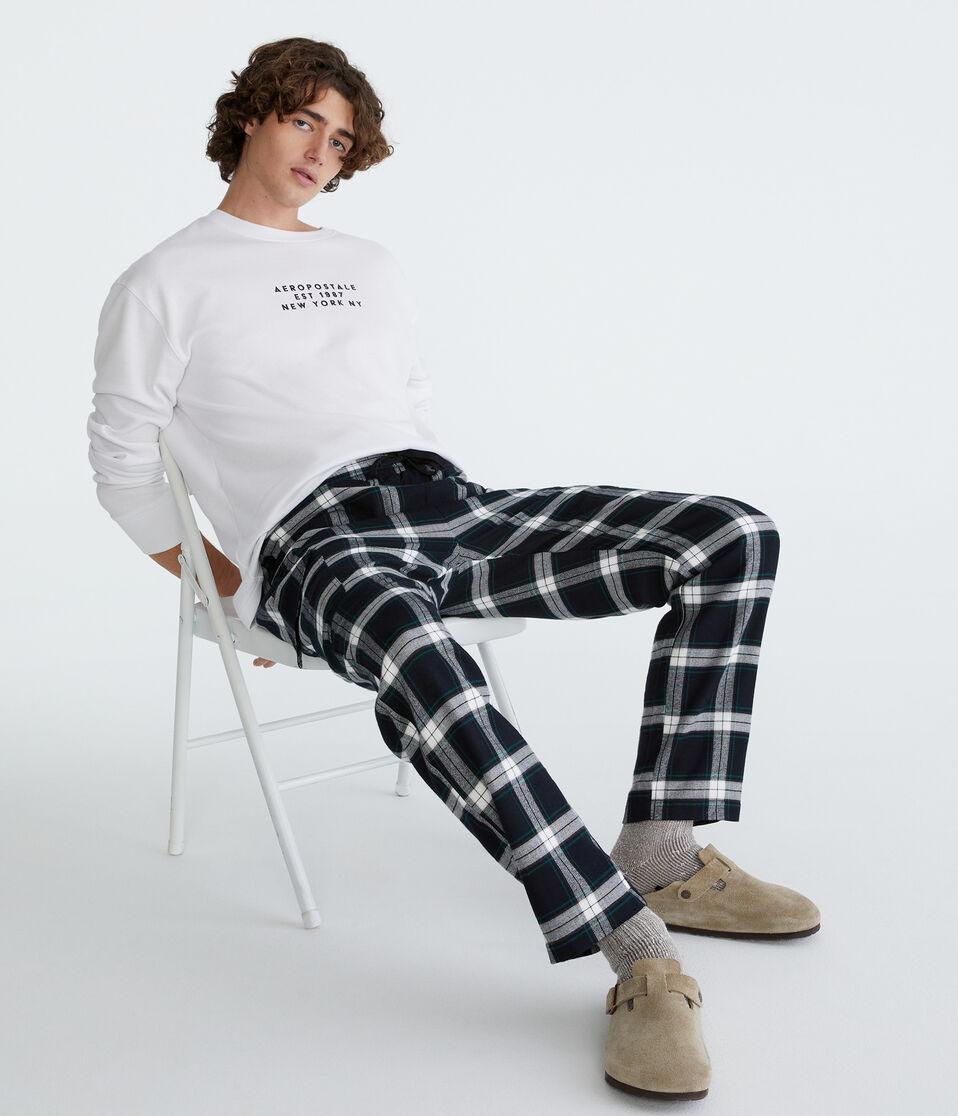 Aéropostale Plaid Flannel Cargo Sleep Pants Black Fox