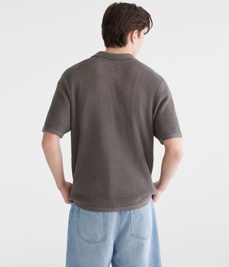 Aéropostale Pointelle Stripe Sweater Shirt Gunmetal