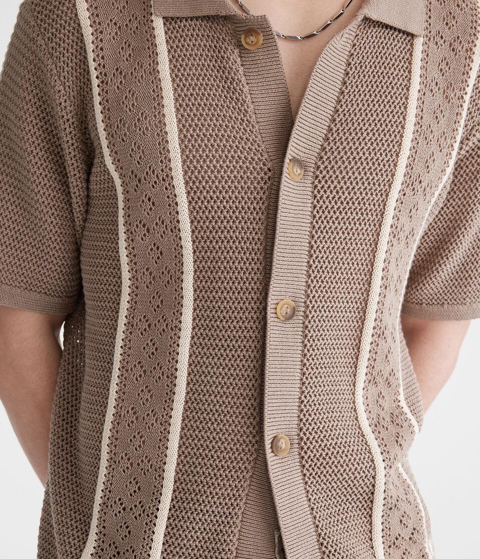 Aéropostale Pointelle Stripe Sweater Shirt Light Brown