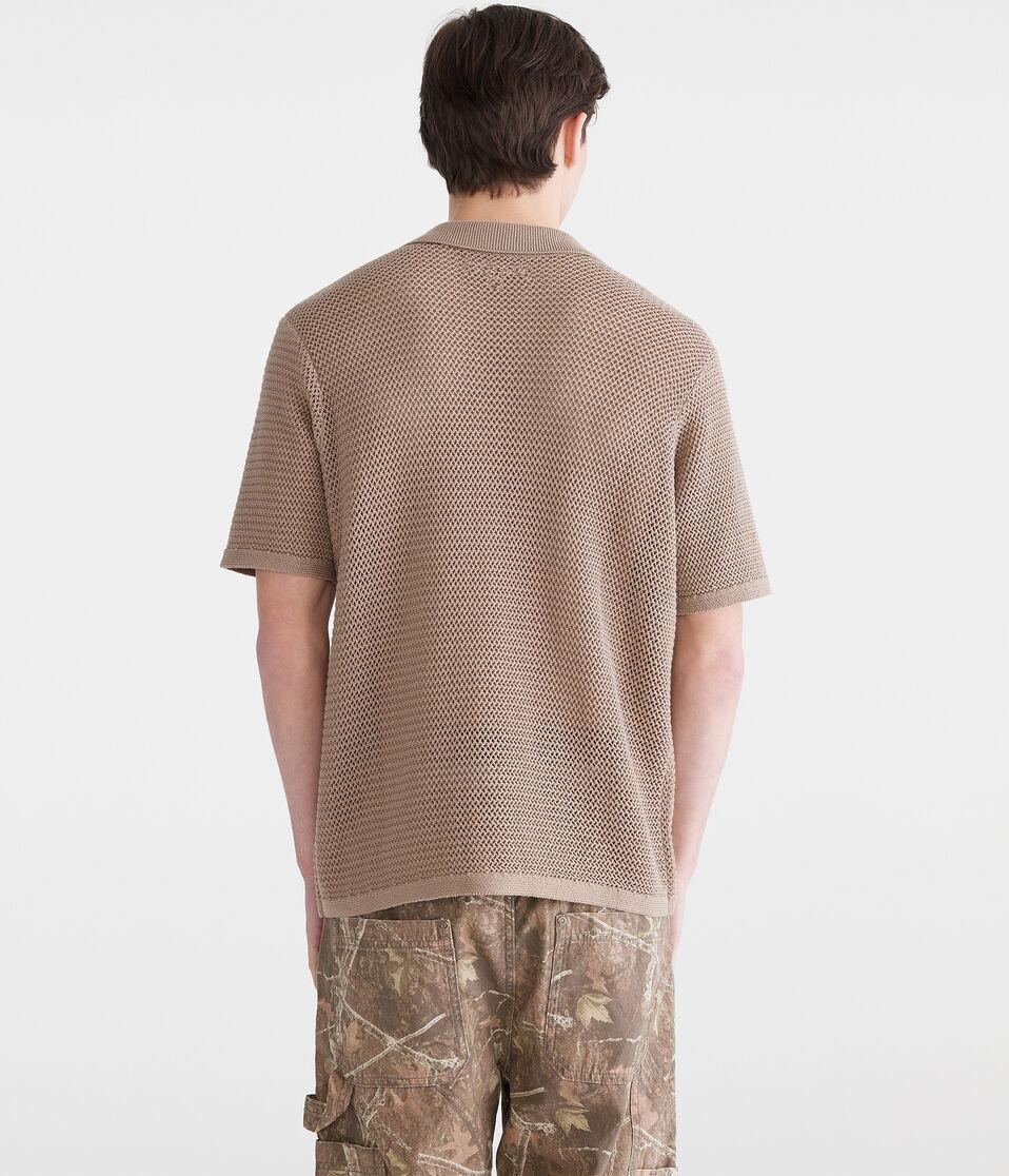 Aéropostale Pointelle Stripe Sweater Shirt Light Brown