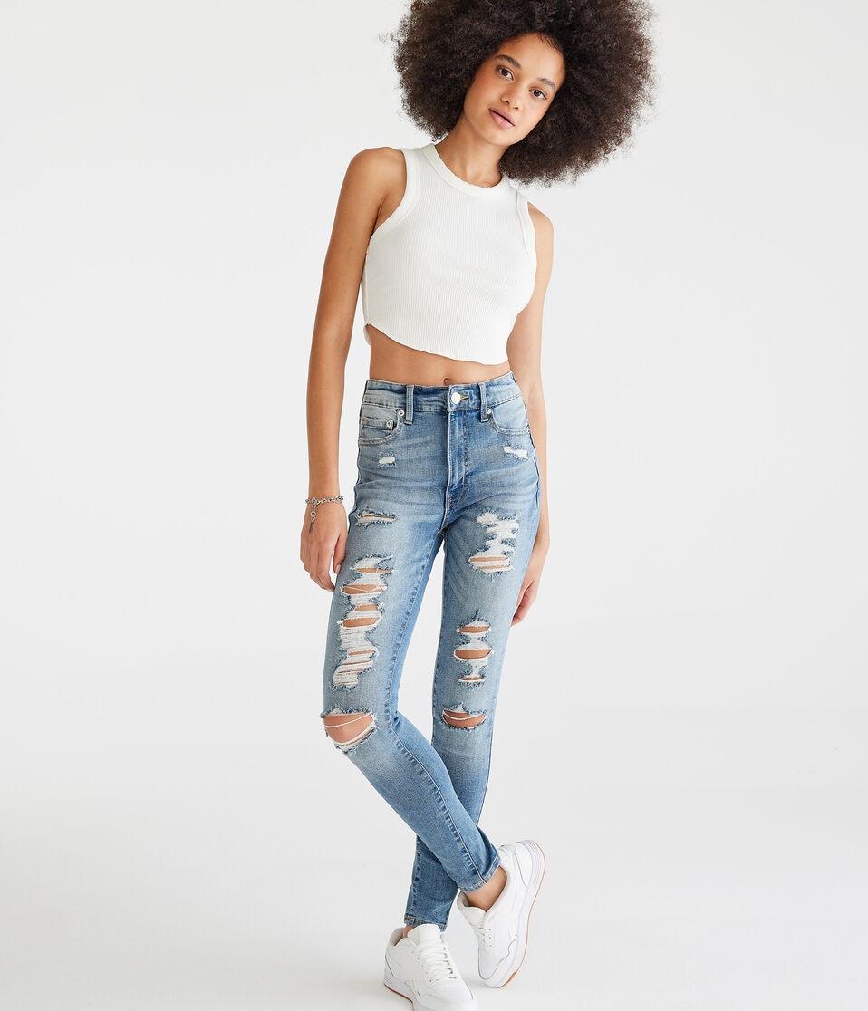 Aéropostale Premium Seriously Stretchy Super High-Rise Jegging Medium Wash