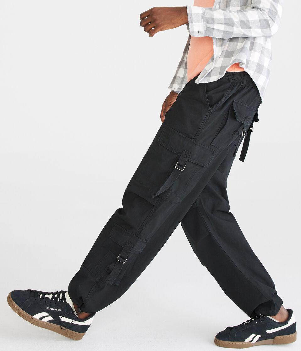 Aéropostale Relaxed Strap-Pocket Cargo Pants Black Fox