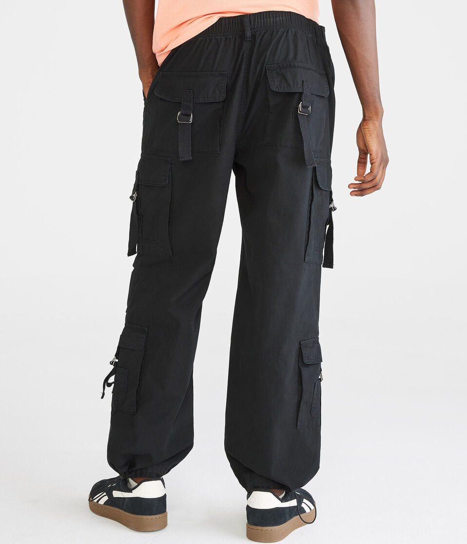 Aéropostale Relaxed Strap-Pocket Cargo Pants Black Fox