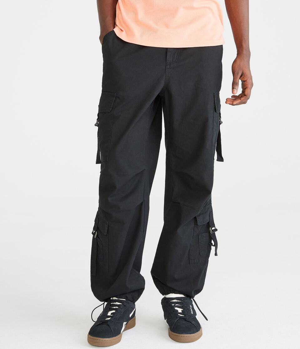 aéropostale Relaxed Strap-Pocket Cargo Pants black fox