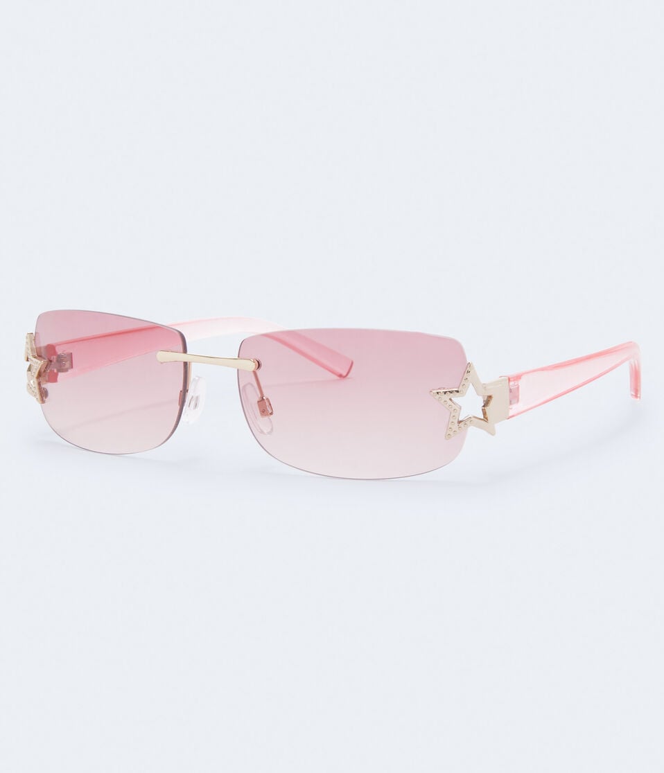 Aéropostale Rimless Rectangular Star Sunglasses Gold