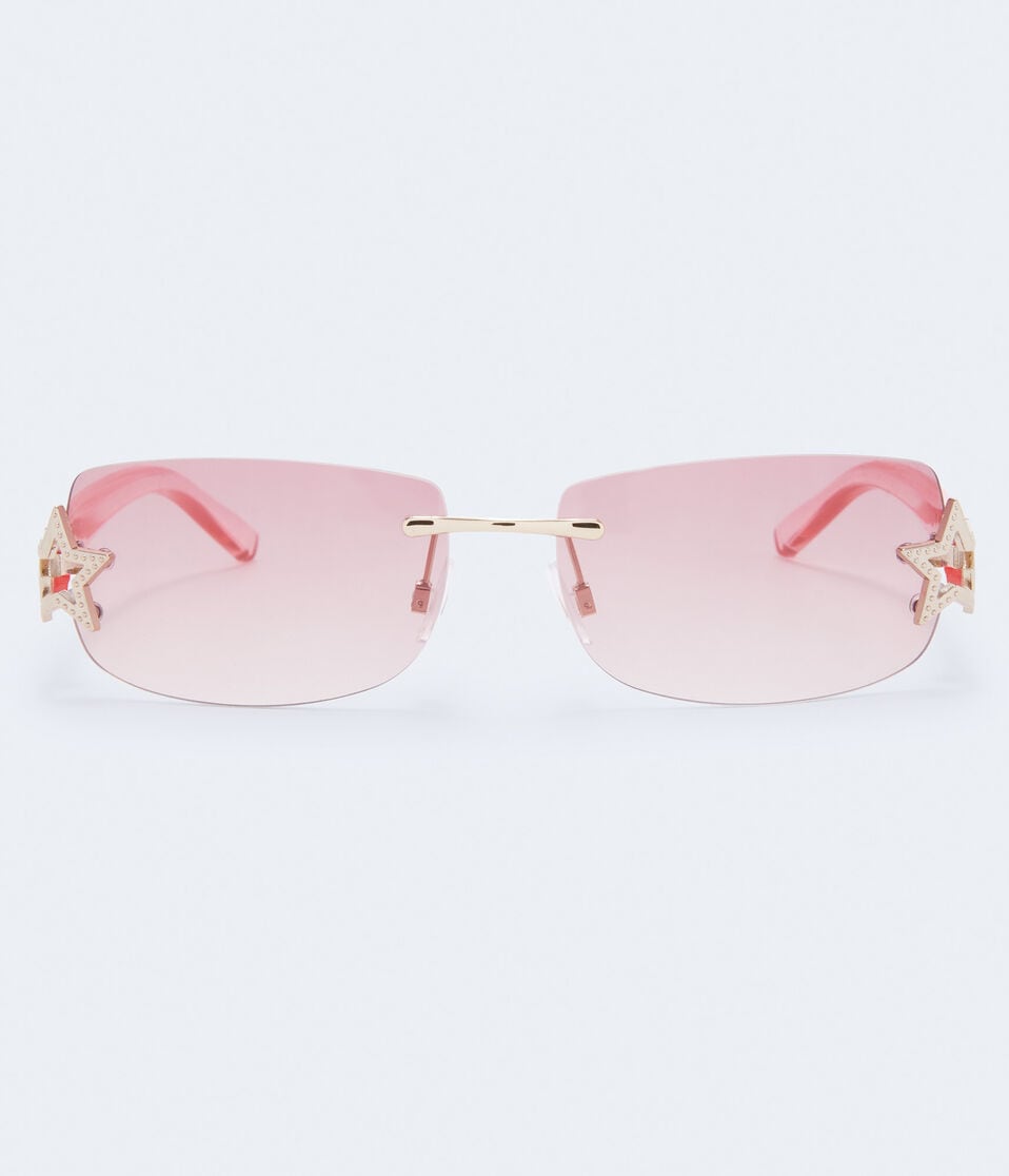 aéropostale Rimless Rectangular Star Sunglasses gold