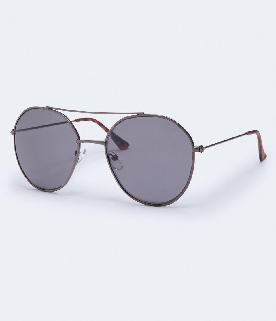 Aéropostale Rounded Geometric Top-Bar Sunglasses Black