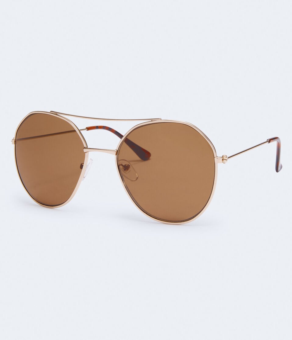 Aéropostale Rounded Geometric Top-Bar Sunglasses Gold
