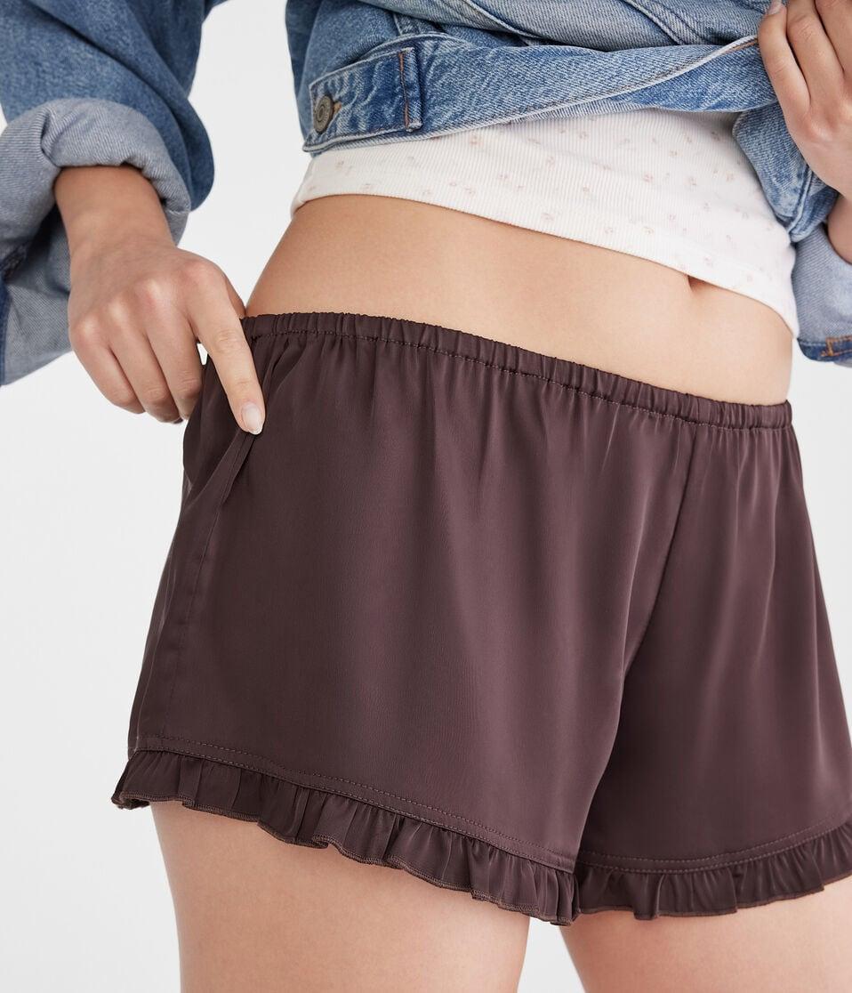 Aéropostale Satin Ruffle Shorts Dark Chocolate Velvet