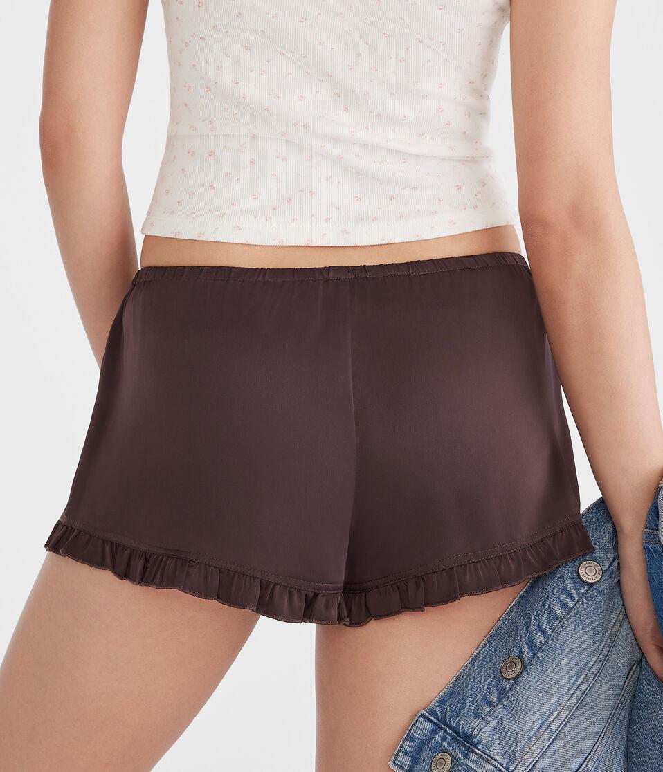 Aéropostale Satin Ruffle Shorts Dark Chocolate Velvet