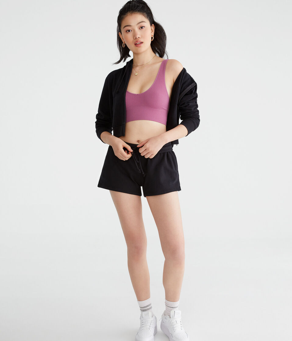 Aéropostale Seamless Scoop Long-Line Bralette Burgundy