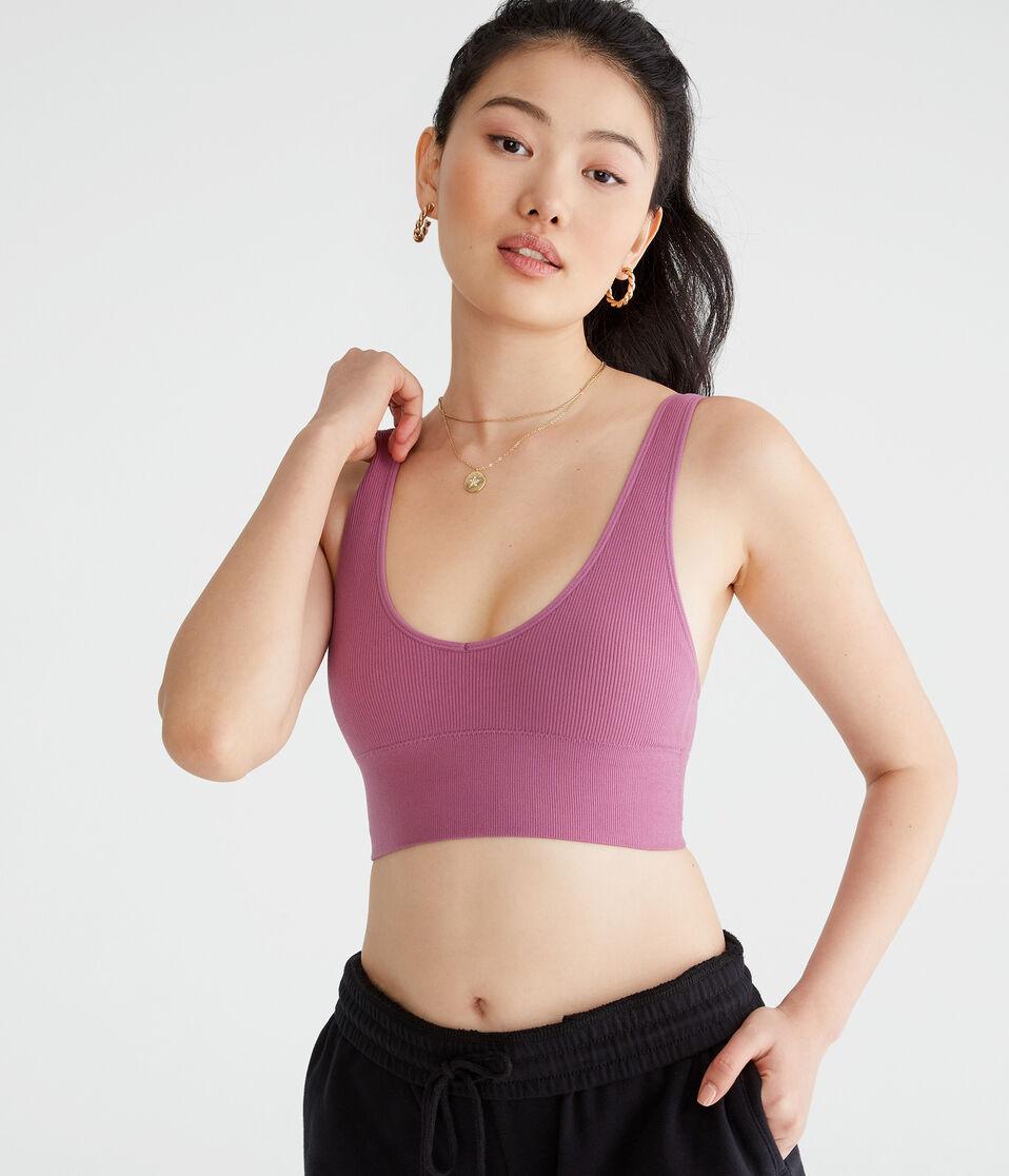 Aéropostale Seamless Scoop Long-Line Bralette Burgundy