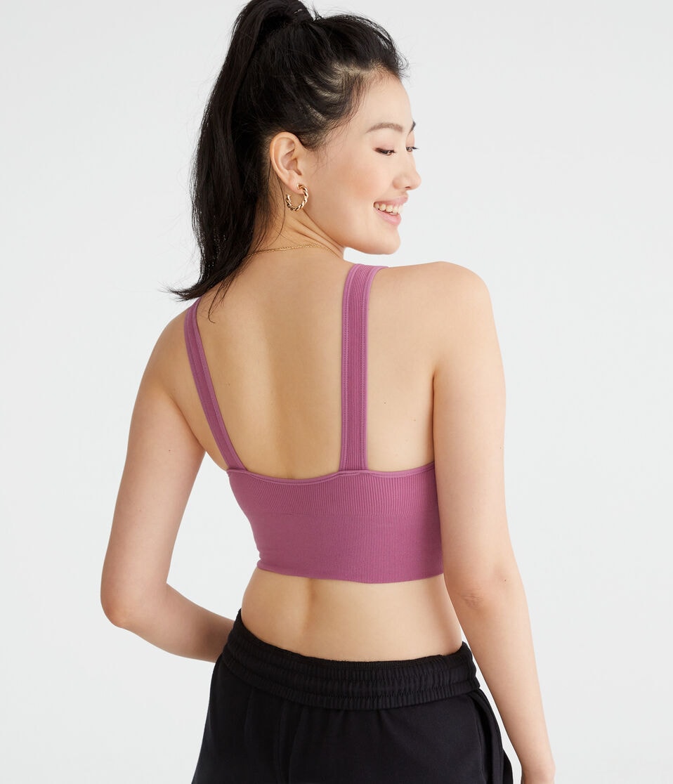 Aéropostale Seamless Scoop Long-Line Bralette Burgundy