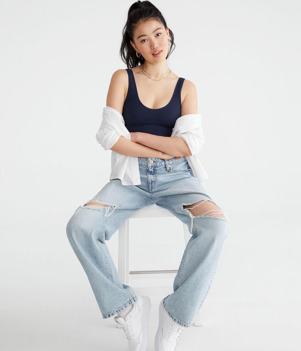 Aéropostale Seamless Scoop Long-Line Bralette Cadet Navy