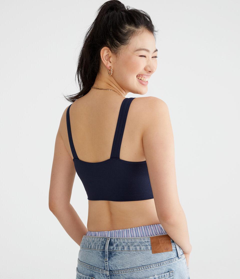 Aéropostale Seamless Scoop Long-Line Bralette Cadet Navy