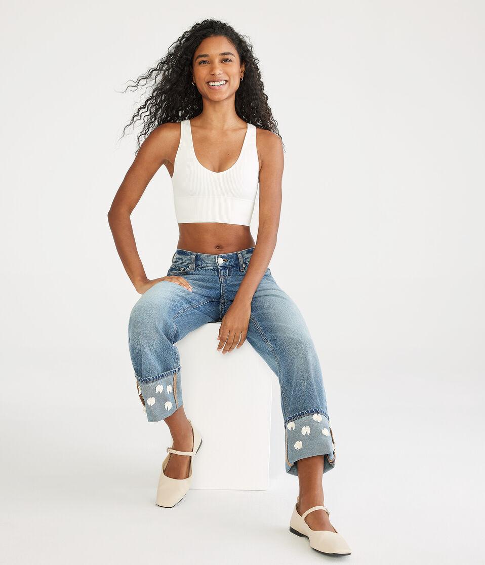 Aéropostale Seamless Scoop Long-Line Bralette Cream