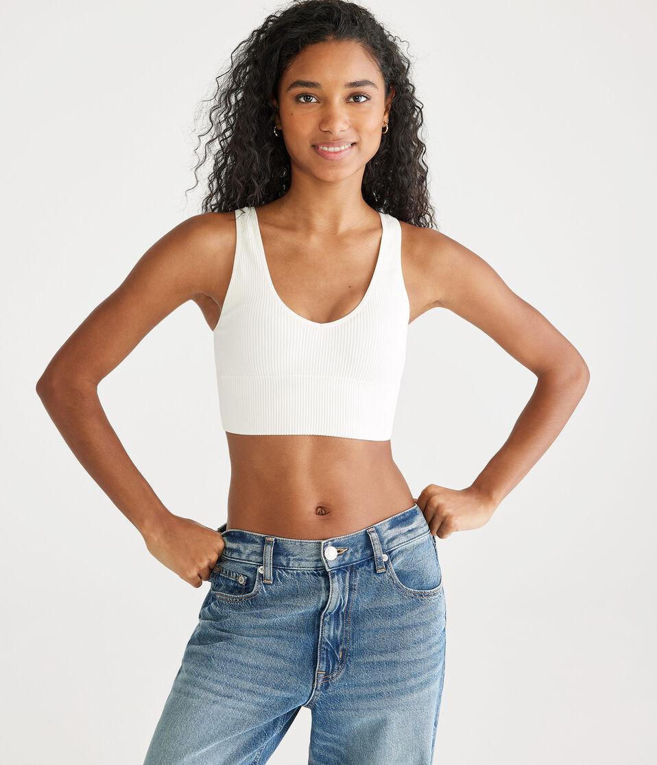 Aéropostale Seamless Scoop Long-Line Bralette Cream