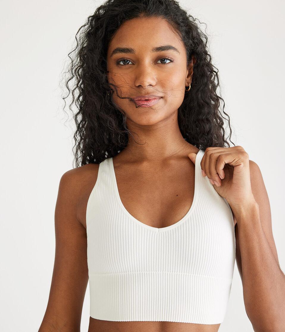 aéropostale Seamless Scoop Long-Line Bralette cream