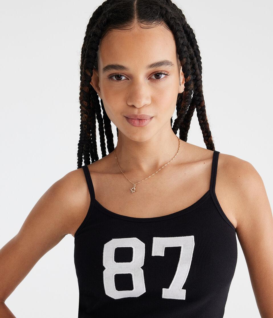 Aéropostale Seriously Soft 87 Ribbed Graphic Tank Black Fox