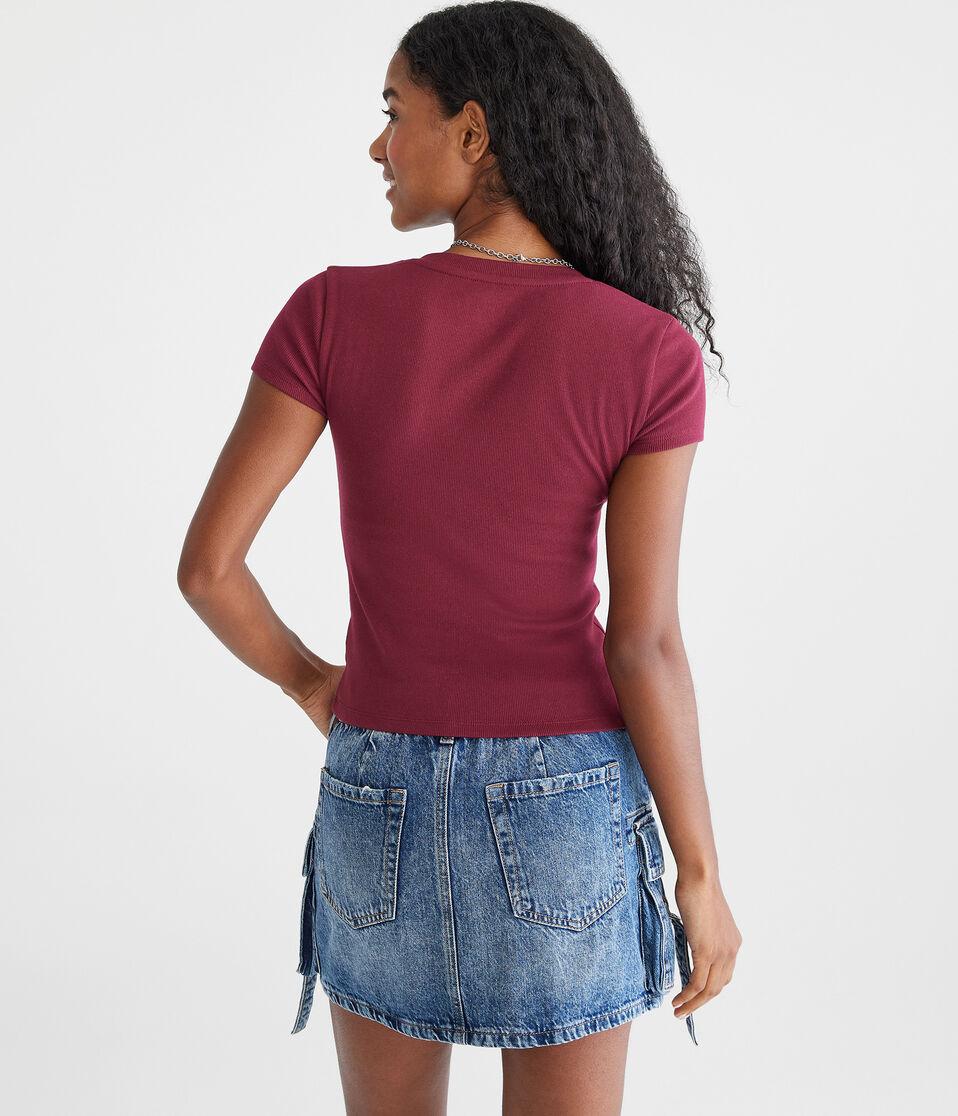 Aéropostale Seriously Soft Austin Football Notch-Neck Graphic Baby Tee Classic Auburn