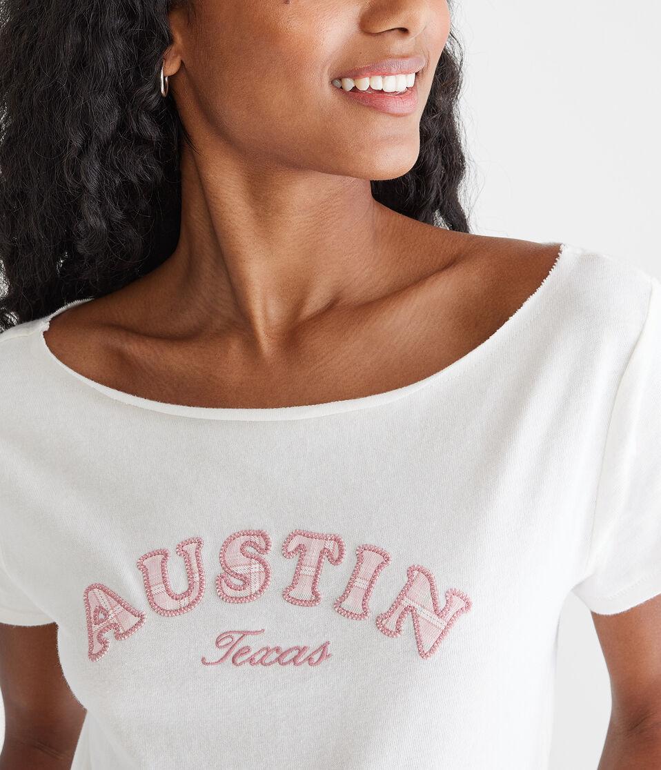 Aéropostale Seriously Soft Austin Off-The-Shoulder Vintage Fit Graphic Tee Cream