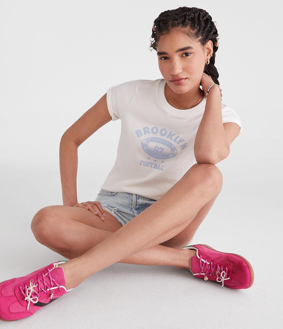 Aéropostale Seriously Soft Brooklyn Football Vintage Fit Graphic Tee Cream