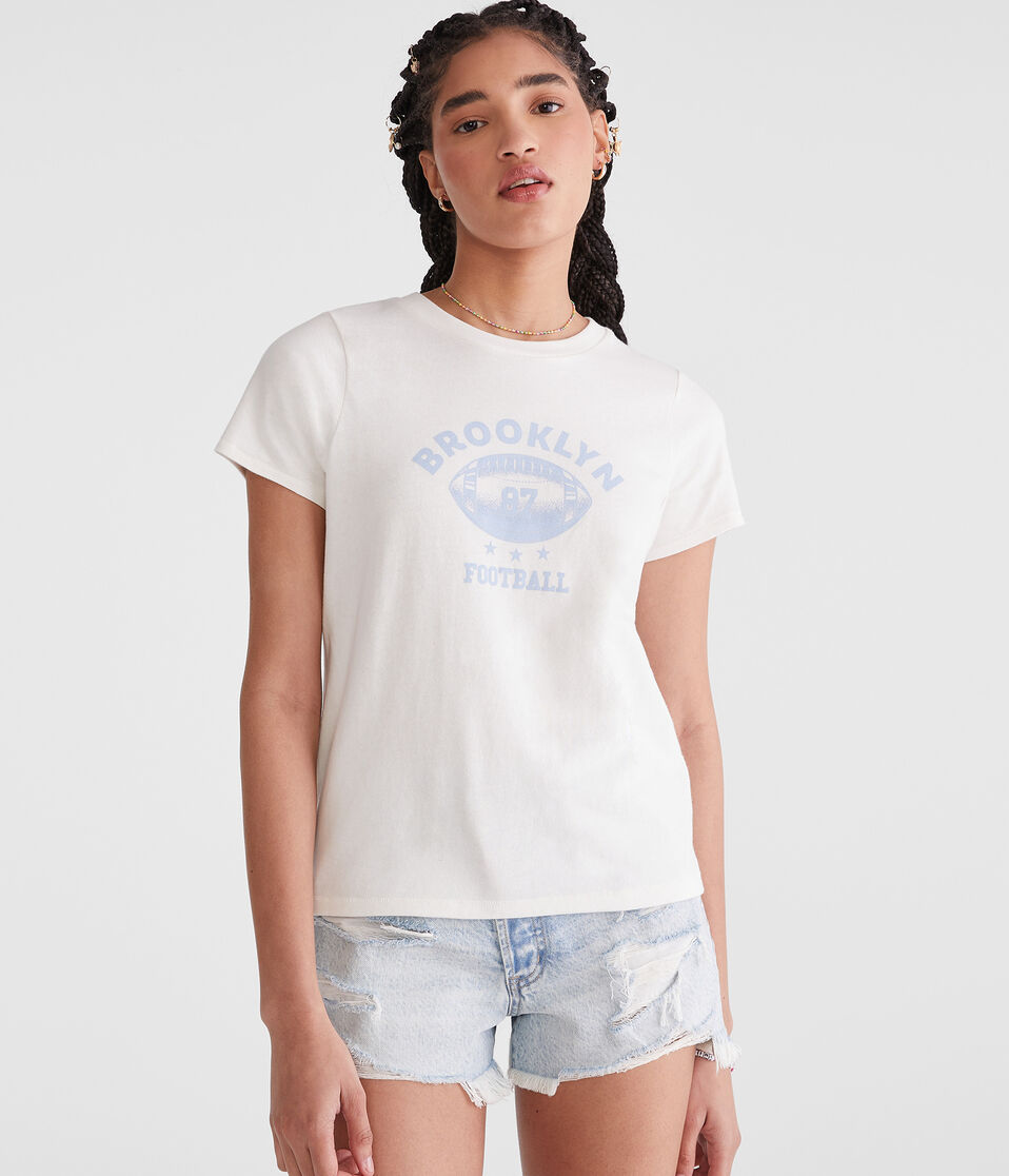 aéropostale Seriously Soft Brooklyn Football Vintage Fit Graphic Tee cream