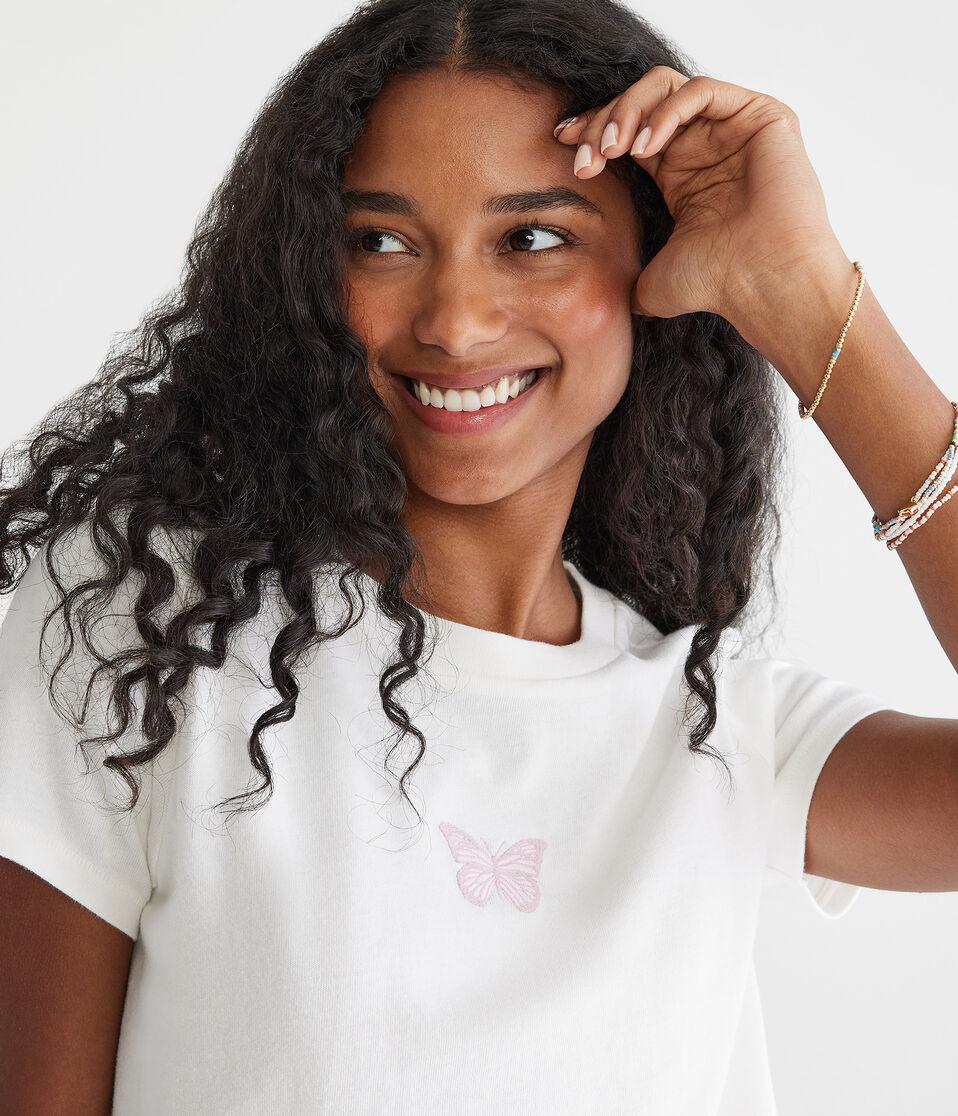Aéropostale Seriously Soft Butterfly Vintage Fit Graphic Tee Cream