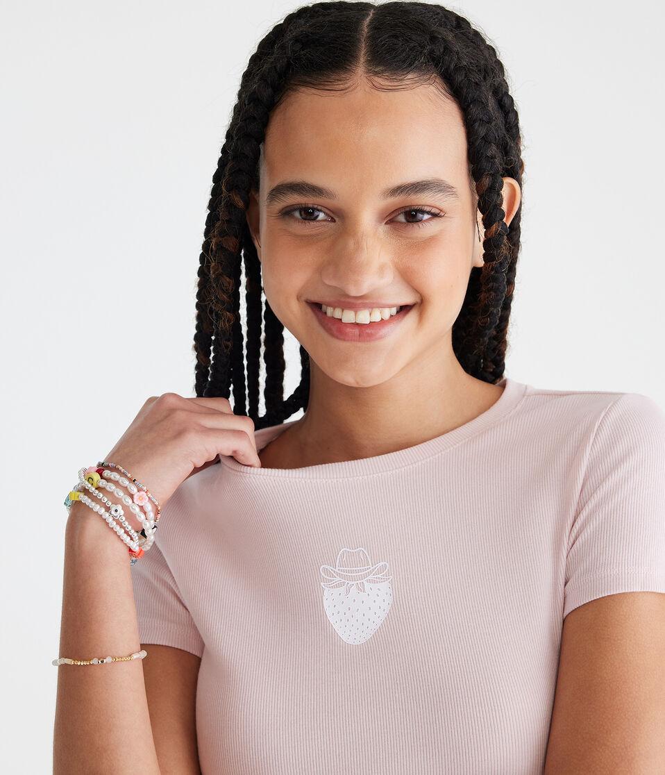 Aéropostale Seriously Soft Cowboy Strawberry Baby Tee Peach Whip