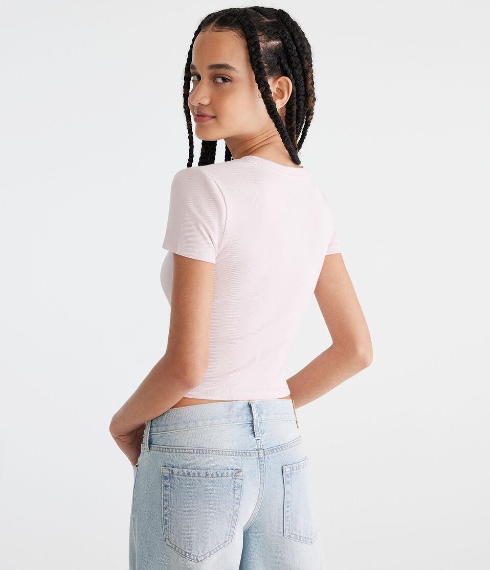 Aéropostale Seriously Soft Cowboy Strawberry Baby Tee Peach Whip