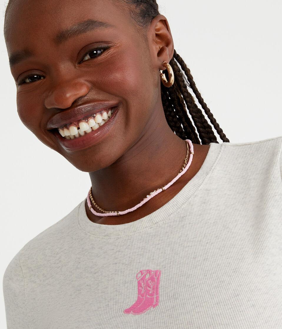 Aéropostale Seriously Soft Cowgirl Boots Baby Tee Lightest Heather Grey